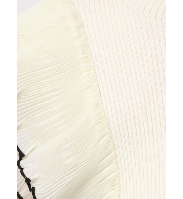 MERCURYDUO「異素材プリーツラッフルリブニット」|ニット・セーター|
