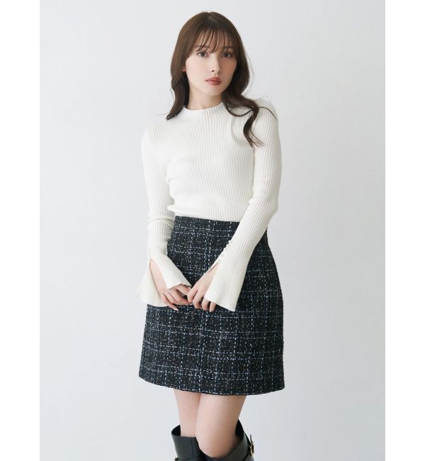 MERCURYDUO「フレアスリーブハイネックリブニット」|ニット・セーター|