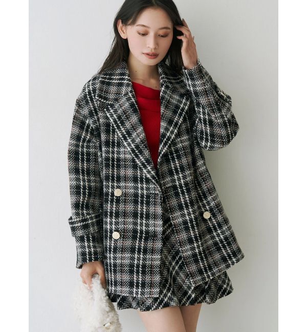 MERCURYDUO「オリジナルロービングチェックPコート」|その他|ブラック