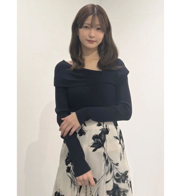 MERCURYDUO「アシメドレープコンパクトニット」|ニット・セーター|