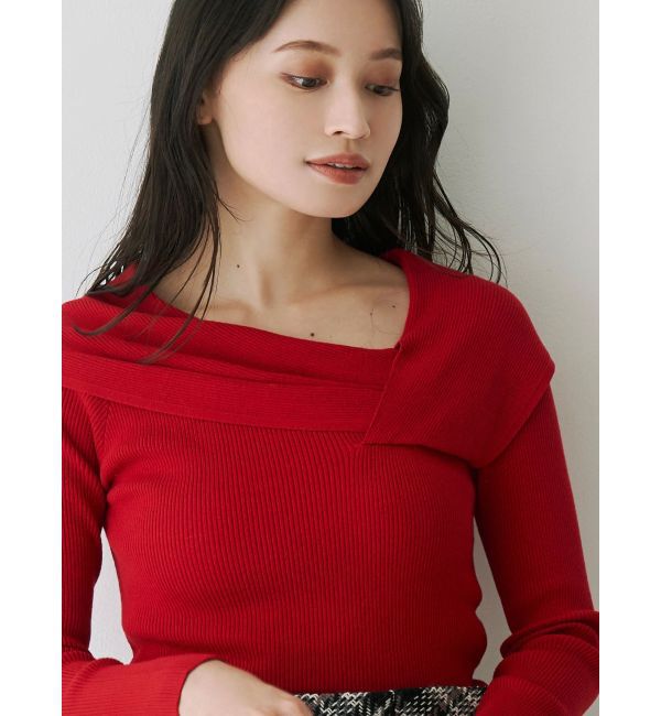 MERCURYDUO「アシメドレープコンパクトニット」|ニット・セーター|