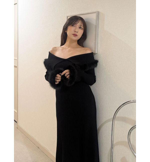 MERCURYDUO「ファートリミングニットワンピース」|ワンピース|