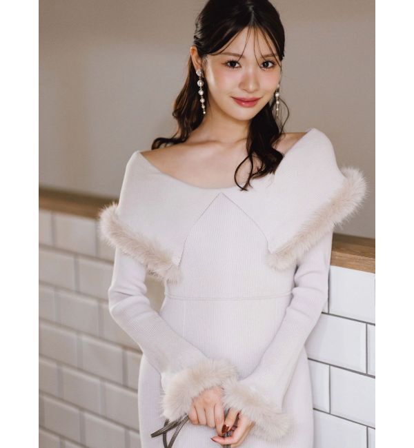 MERCURYDUO「ファートリミングニットワンピース」|ワンピース|