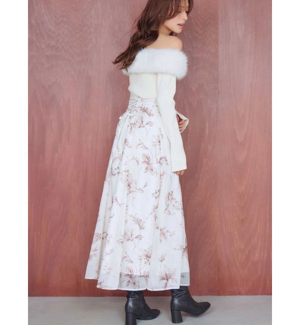 MERCURYDUO「花柄オフショルニットドッキングワンピース」|ワンピース|