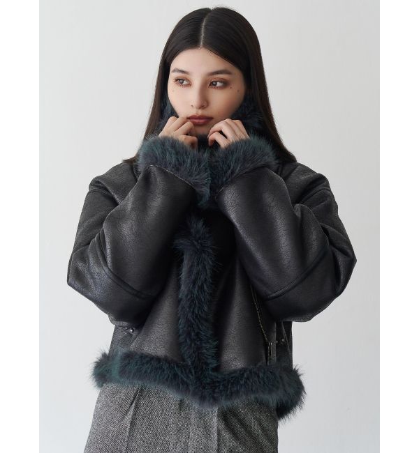 MURUA「アンイーブンショートフェイクムートンジャケット」|ブルゾン・スタジャン|