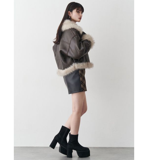 MURUA「アンイーブンショートフェイクムートンジャケット」|ブルゾン・スタジャン|