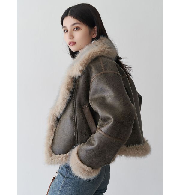 MURUA「アンイーブンショートフェイクムートンジャケット」|ブルゾン・スタジャン|