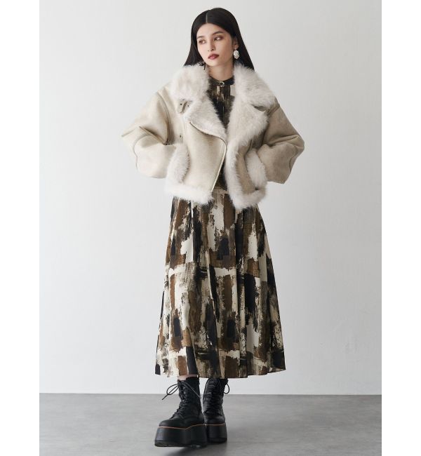 MURUA「アンイーブンショートフェイクムートンジャケット」|ブルゾン・スタジャン|