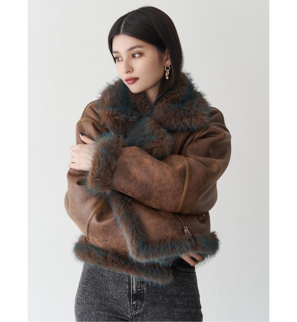 MURUA「アンイーブンショートフェイクムートンジャケット」|ブルゾン・スタジャン|