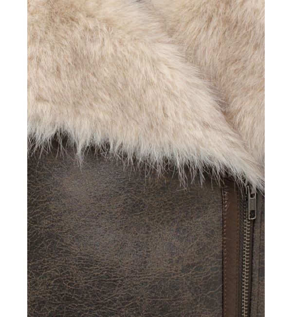 MURUA「アンイーブンショートフェイクムートンジャケット」|ブルゾン・スタジャン|