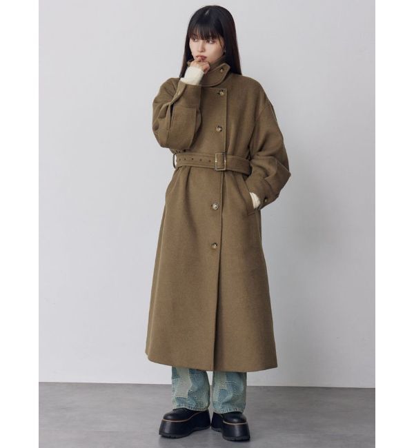 MURUA「スタンドネックダブルカラーコート」|ステンカラーコート|