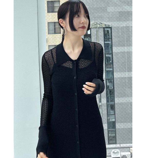 LAGUNAMOON「オープンワークパターンカラーニットワンピース」|ワンピース|