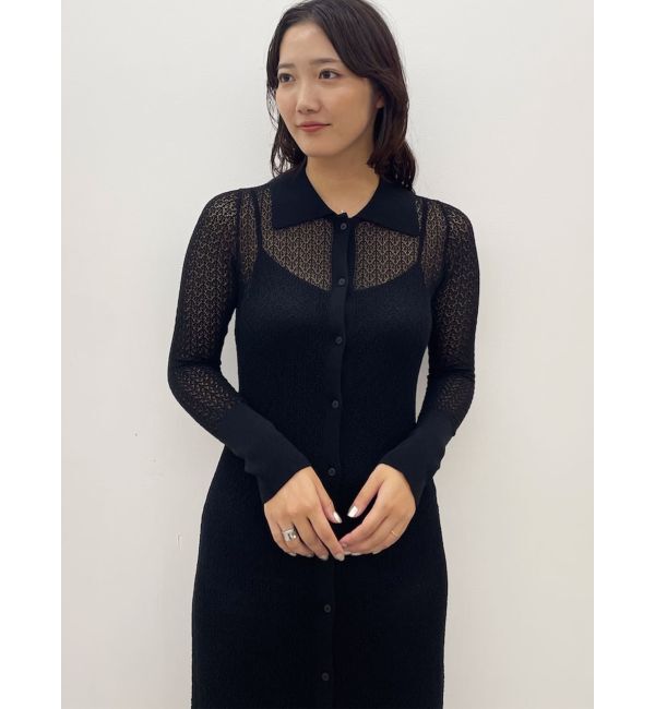 LAGUNAMOON「オープンワークパターンカラーニットワンピース」|ワンピース|