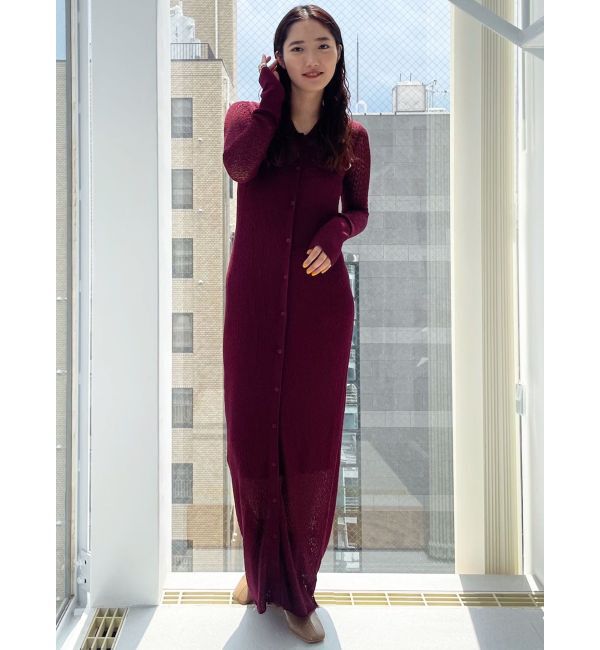 LAGUNAMOON「オープンワークパターンカラーニットワンピース」|ワンピース|