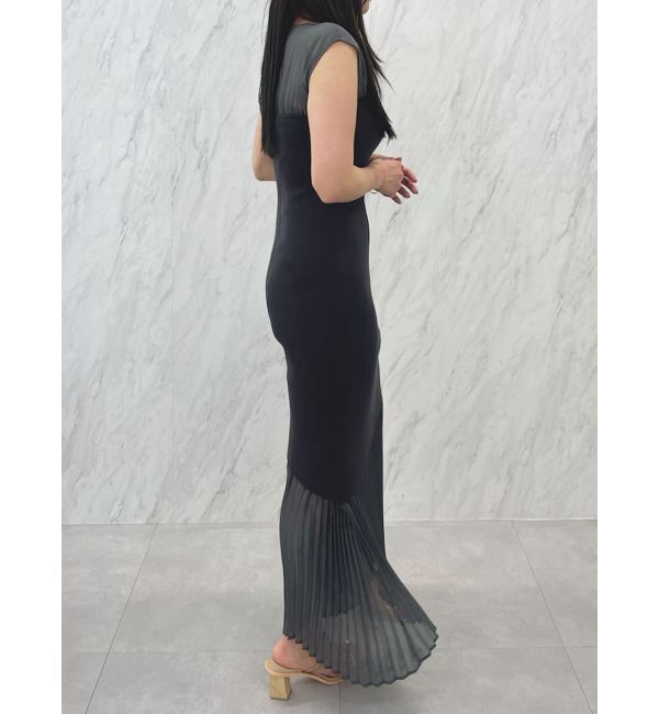 LAGUNAMOON「シフォンプリーツニットドッキングワンピース」|ワンピース|