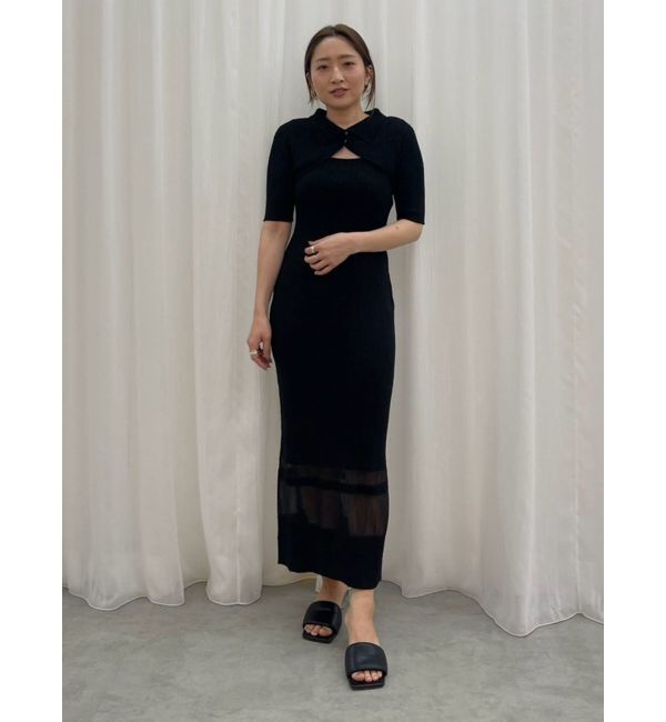 LAGUNAMOON「【riiさんコラボカラー・サイズあり】クロップドカーデセットニットワンピース」|ワンピース|