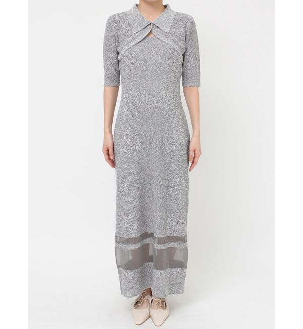 LAGUNAMOON「【riiさんコラボカラー・サイズあり】クロップドカーデセットニットワンピース」|ワンピース|