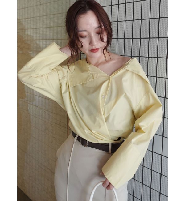 LAGUNAMOON「アシンメトリーカラーカシュクールシャツ」|シャツ・ブラウス|イエロー