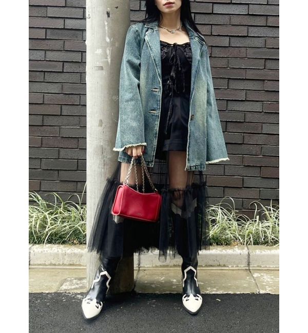 EVRIS「チュールキャミワンピース」|ワンピース|ブラック