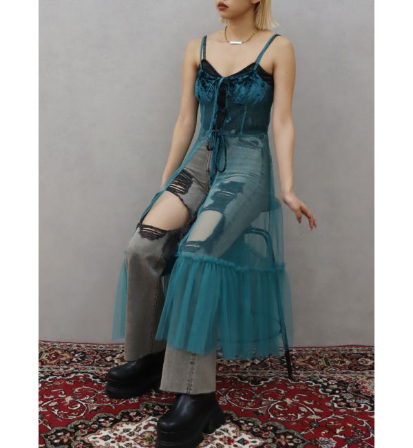 EVRIS「チュールキャミワンピース」|ワンピース|ブルー