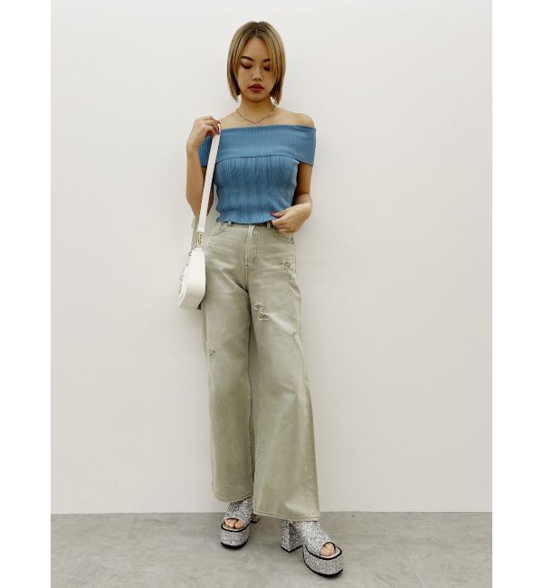 EVRIS「オフショルリブニットトップス」|ニット・セーター|