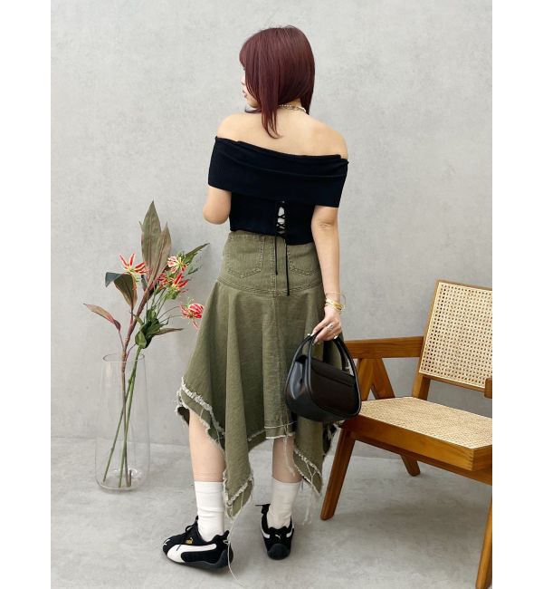 EVRIS「オフショルリブニットトップス」|ニット・セーター|