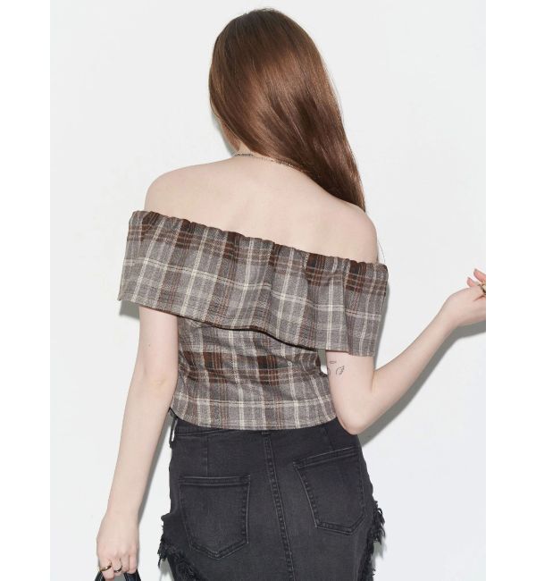EVRIS「チェックオフショルブラウス」|シャツ・ブラウス|