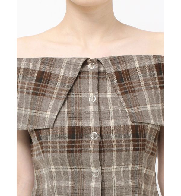 EVRIS「チェックオフショルブラウス」|シャツ・ブラウス|