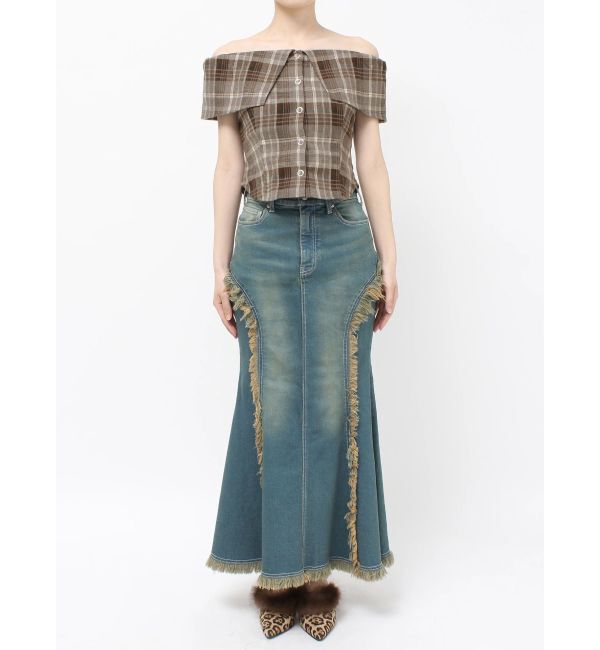 EVRIS「チェックオフショルブラウス」|シャツ・ブラウス|