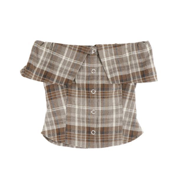 EVRIS「チェックオフショルブラウス」|シャツ・ブラウス|