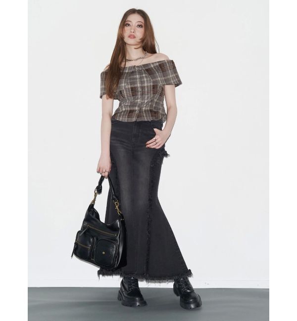 EVRIS「チェックオフショルブラウス」|シャツ・ブラウス|