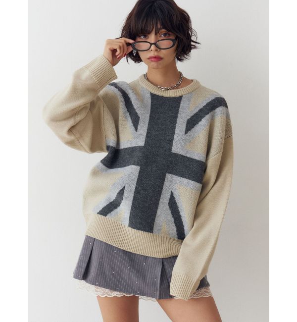 jouetie「UnionJackジャガードルーズニット」|ニット・セーター|