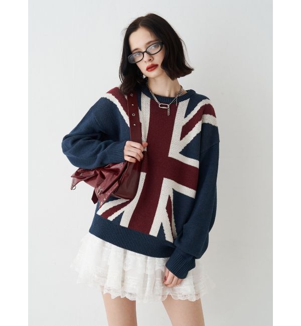 jouetie「UnionJackジャガードルーズニット」|ニット・セーター|