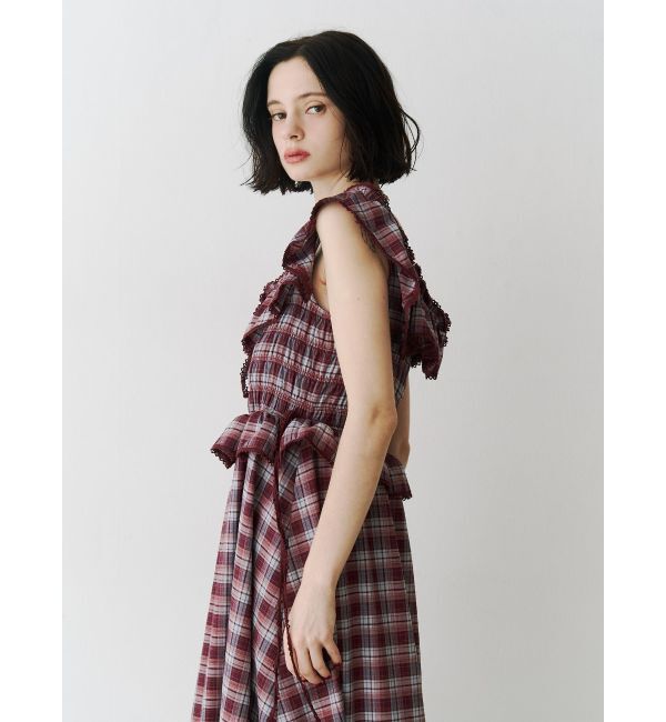 jouetie「ノースリチェックフリルロングワンピース」|ワンピース|