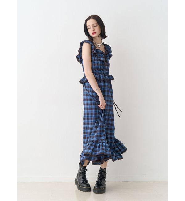 jouetie「ノースリチェックフリルロングワンピース」|ワンピース|