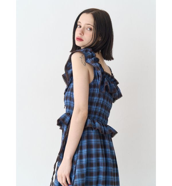 jouetie「ノースリチェックフリルロングワンピース」|ワンピース|