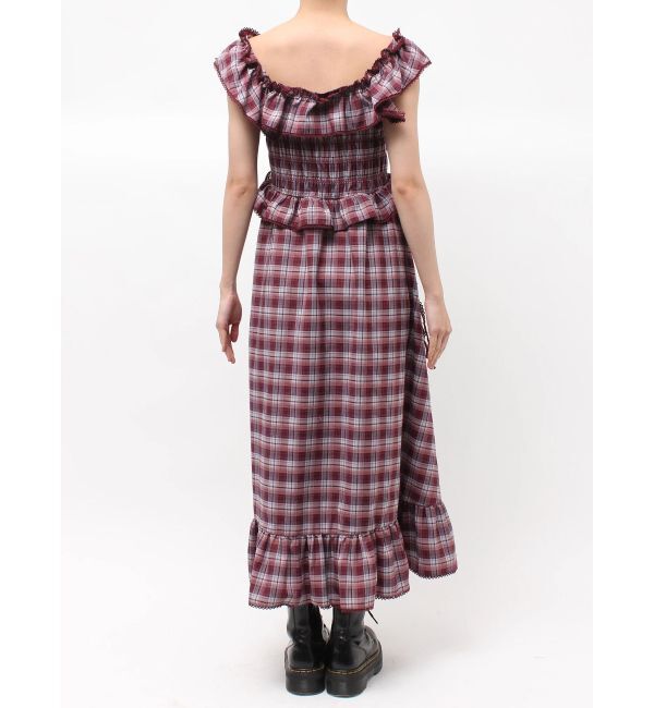 jouetie「ノースリチェックフリルロングワンピース」|ワンピース|
