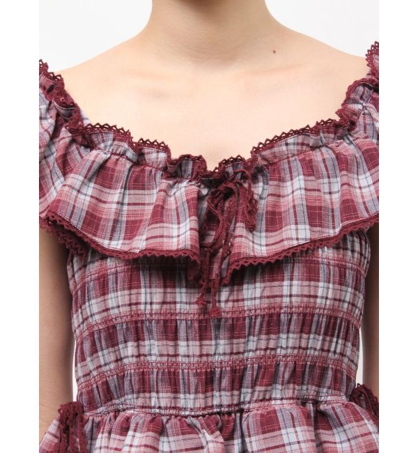 jouetie「ノースリチェックフリルロングワンピース」|ワンピース|