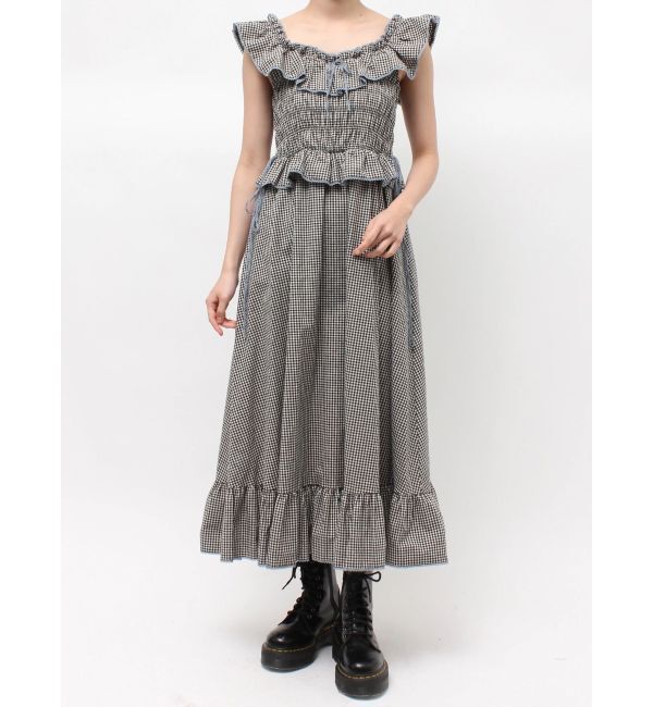 jouetie「ノースリチェックフリルロングワンピース」|ワンピース|