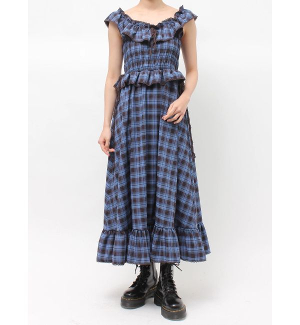 jouetie「ノースリチェックフリルロングワンピース」|ワンピース|