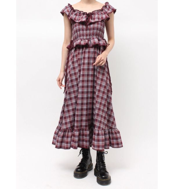jouetie「ノースリチェックフリルロングワンピース」|ワンピース|