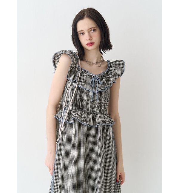 jouetie「ノースリチェックフリルロングワンピース」|ワンピース|