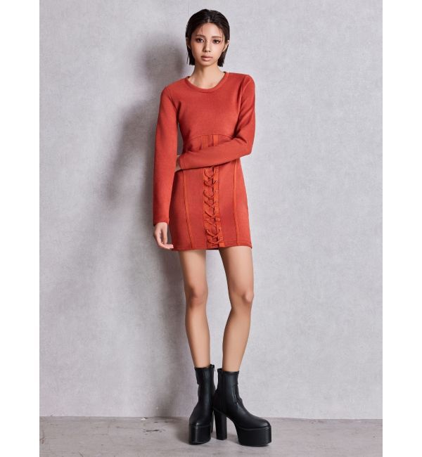 GYDA「フロントレースアップタイトミニワンピース」|ワンピース|