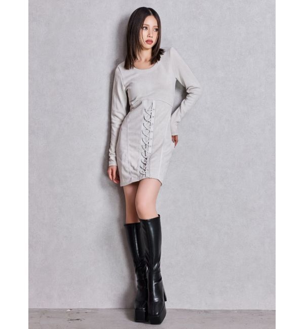 GYDA「フロントレースアップタイトミニワンピース」|ワンピース|