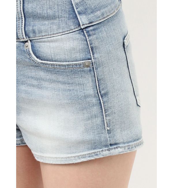 GYDA「ハイウエストボタンBACKカーブクロスGYDA chainデニムショートパンツ」|デニム|