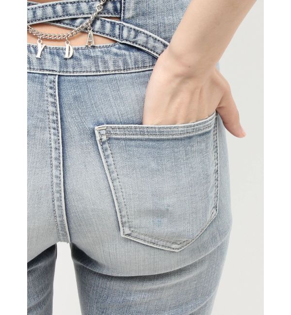 GYDA「ハイウエストボタンBACKカーブクロスGYDA chainスキニーデニムパンツ」|デニム|