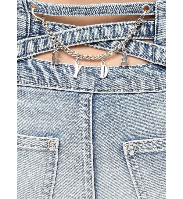 GYDA「ハイウエストボタンBACKカーブクロスGYDA chainスキニーデニムパンツ」|デニム|