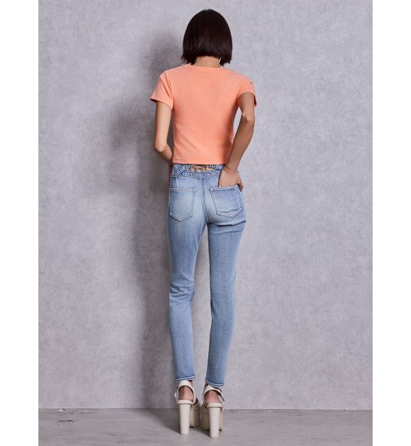 GYDA「ハイウエストボタンBACKカーブクロスGYDA chainスキニーデニムパンツ」|デニム|