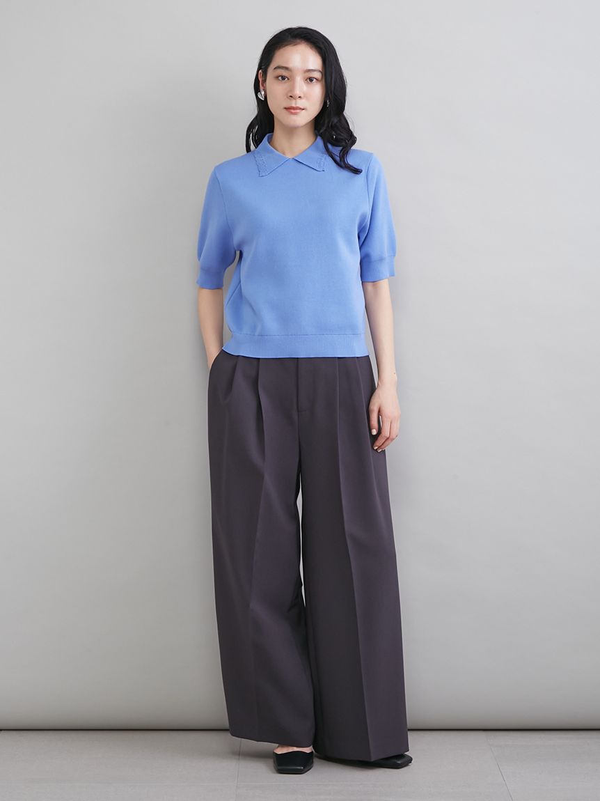 Mila Owen「【ウォッシャブル】【UVカット】スカラップレース衿ニットプルオーバー」|ニット・セーター|