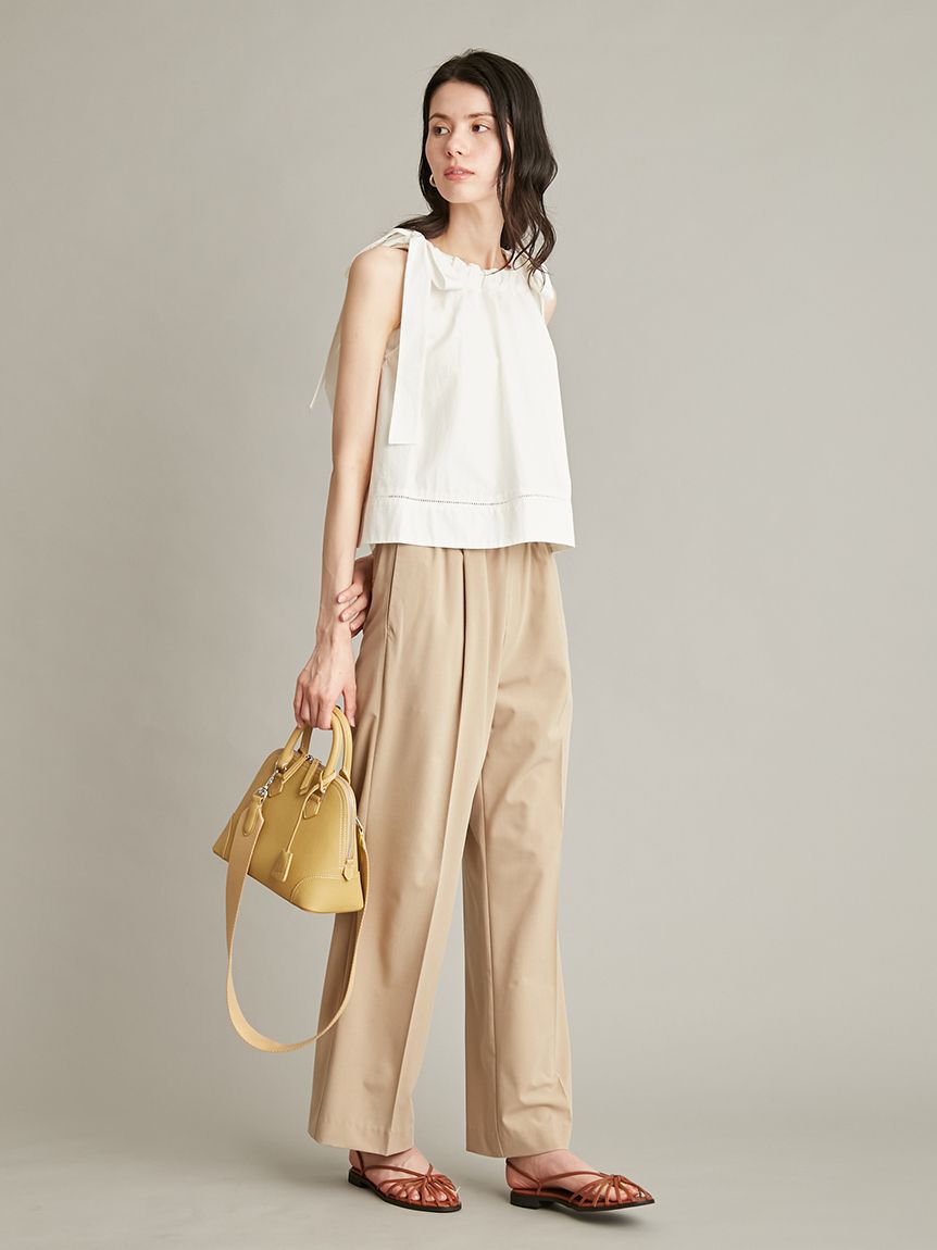 Mila Owen「【ウォッシャブル】肩リボンブラウスセミワイドパンツSET UP」|ワンピース|